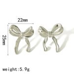 Silver color / 1 Pair Chic Sweet Style Irregular Bow Knot Shape Stainless Steel  Gold Color Women's Stud Earrings Picture5