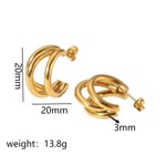 Gold color / 1 Pair Simple Style Irregular Twist U Shape Stainless Steel  Gold Color Women's Stud Earrings 