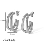 Silver color / 1 Pair Simple Style Irregular Twist U Shape Stainless Steel  Gold Color Women's Stud Earrings Picture3