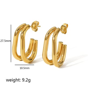 1 Pair Simple Style Irregular Twist U Shape Stainless Steel  Gold Color Women's Stud Earrings h5 