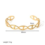 Gold color / One size / 1 Piece Simple Style Hollow Oval Geometric Stainless Steel  Gold Color Women's Bangles 