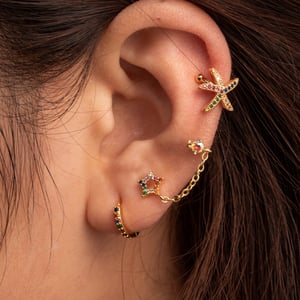 1 Piece Simple Series Classic Star Copper  Gold Color Material Zircon Women's Dangle Earrings h5 Picture3