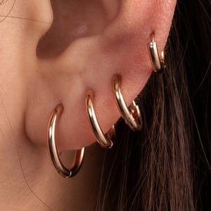 1 Piece Simple Series Simple Geometric 6mm Titanium Steel  Gold Color Material Women's Hoop Earrings h5 Picture2