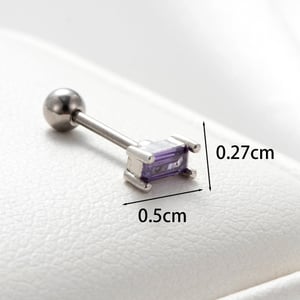 1 Piece Simple Series Rectangle Titanium Steel   Gold Color Material Zircon Women's Stud Earrings h5 