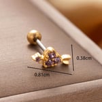 Purple / 1 Piece Simple Series Simple Arrow Titanium Steel Gold Color Material Zircon Women's Stud Earrings Picture3