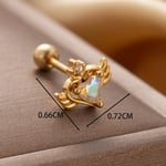 Gold color / 1 Piece Simple Series Simple Heart Titanium Steel Gold Color Material Zircon Women's Stud Earrings Picture2