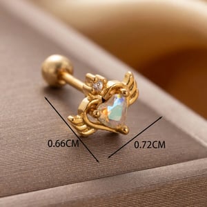 1 Piece Simple Series Simple Heart Titanium Steel Gold Color Material Zircon Women's Stud Earrings h5 