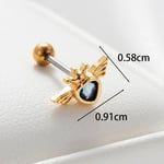 Gold color / 1 Piece Simple Series Simple Heart Copper Gold Color Material Zircon Women's Stud Earrings 