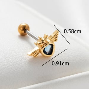 1 Piece Simple Series Simple Heart Copper Gold Color Material Zircon Women's Stud Earrings h5 