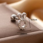 Silver color / 1 Piece Simple Series Simple Animal Titanium Steel   Gold Color Material Zircon Women's Stud Earrings Picture3