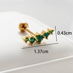 Verde / 1 pieza de aretes de botón de circonita de acero de titanio chapados en Color dorado de 18 quilates para mujer de serie simple 