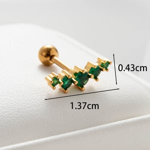 1 pieza de aretes de botón de circonita de acero de titanio chapados en Color dorado de 18 quilates para mujer de serie simple h5 