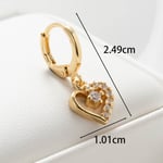 Gold color / 1 Piece Simple Series Simple Heart Titanium Steel   Gold Color Material Zircon Women's Dangle Earrings Picture3