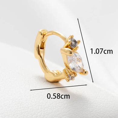 1 Piece Simple Series Simple Geometric Titanium Steel   Gold Color Material Zircon Women's Hoop Earrings h5 