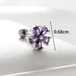 Purple / 1 Piece Simple Series Classic Flower Titanium Steel Silver Color Zircon Women's Stud Earrings Picture3