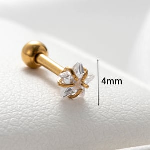 1 Piece Simple Series Simple Star 4mm Titanium Steel   Gold Color Material Zircon Women's Stud Earrings h5 