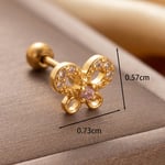 Gold color / 1 Piece Simple Series Simple Butterfly Titanium Steel   Gold Color Material Zircon Women's Stud Earrings Picture2