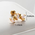 Gold color / 1 Piece Simple Series Classic Oval Titanium Steel Gold Color Material Zircon Women's Stud Earrings 