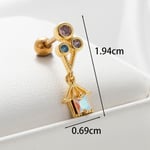 Gold color / 1 Piece Simple Series Classic Balloon House Titanium Steel   Gold Color Material Zircon Women's Dangle Earrings Picture3