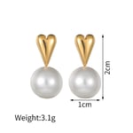 Gold color / 1 Pair Simple Retro Style Patchwork Shape Stainless Steel  Gold Color Inlay Artificial Pearl Women's Dangle Earrings 