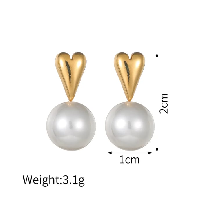 1 Pair Simple Retro Style Patchwork Shape Stainless Steel  Gold Color Inlay Artificial Pearl Women's Dangle Earrings 