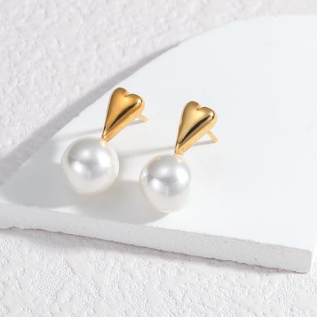 1 Pair Simple Retro Style Patchwork Shape Stainless Steel  Gold Color Inlay Artificial Pearl Women's Dangle Earrings