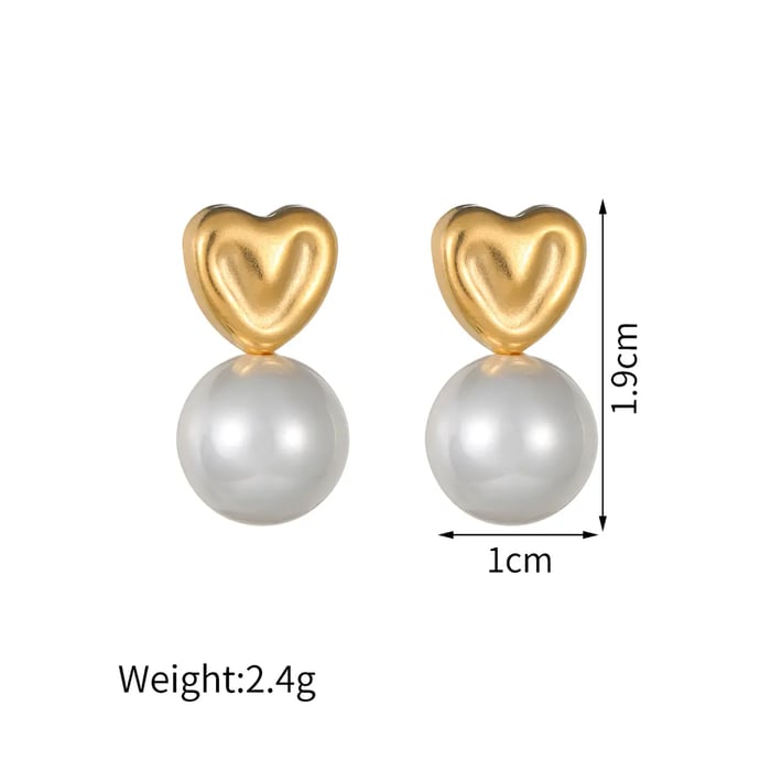 1 Pair Simple Retro Style Patchwork Shape Stainless Steel  Gold Color Inlay Artificial Pearl Women's Dangle Earrings 