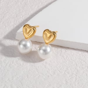 1 Pair Simple Retro Style Patchwork Shape Stainless Steel  Gold Color Inlay Artificial Pearl Women's Dangle Earrings h5 Picture2