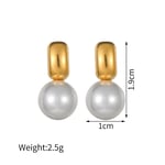 Gold color / 1 Pair Simple Retro Style Patchwork Shape Stainless Steel  Gold Color Inlay Artificial Pearl Women's Dangle Earrings Picture3