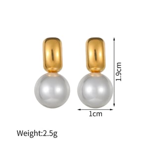 1 Pair Simple Retro Style Patchwork Shape Stainless Steel  Gold Color Inlay Artificial Pearl Women's Dangle Earrings h5 