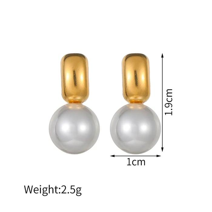 1 Pair Simple Retro Style Patchwork Shape Stainless Steel  Gold Color Inlay Artificial Pearl Women's Dangle Earrings 