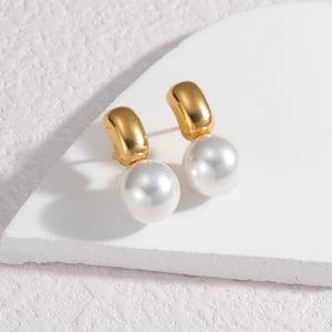 1 Pair Simple Retro Style Patchwork Shape Stainless Steel  Gold Color Inlay Artificial Pearl Women's Dangle Earrings h5 Picture2