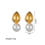 Gold color / 1 Pair Simple Retro Style Patchwork Shape Stainless Steel  Gold Color Inlay Artificial Pearl Women's Dangle Earrings Picture4