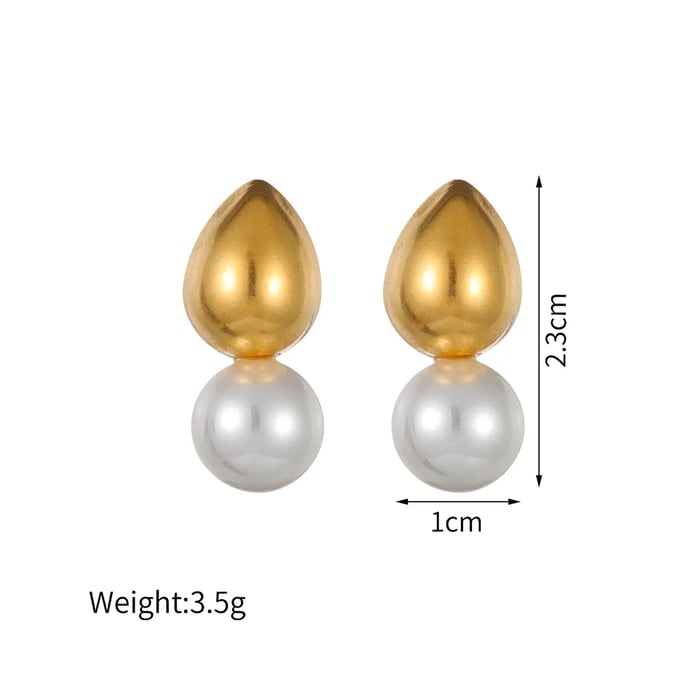 1 Pair Simple Retro Style Patchwork Shape Stainless Steel  Gold Color Inlay Artificial Pearl Women's Dangle Earrings 