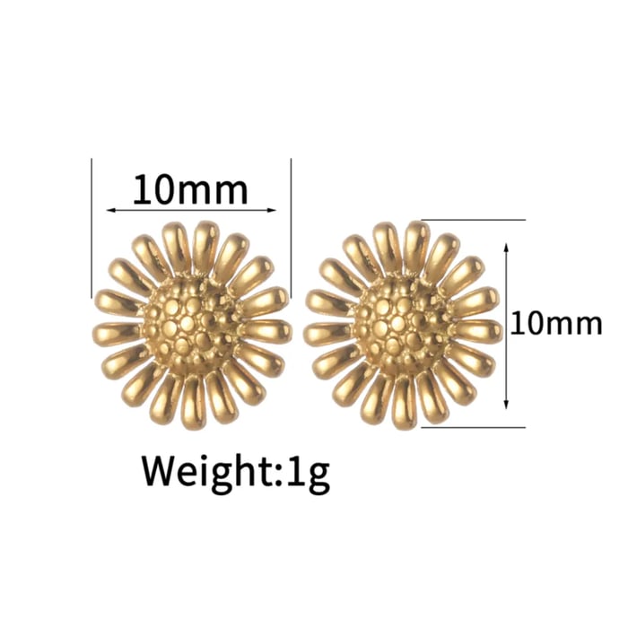 1 Pair Simple Fashionable Style Plant Shape Stainless Steel  Gold Color Women's Stud Earrings 