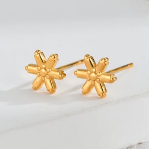 1 Pair Simple Fashionable Style Snowflake Shape Stainless Steel  Gold Color Women's Stud Earrings h5 Picture2