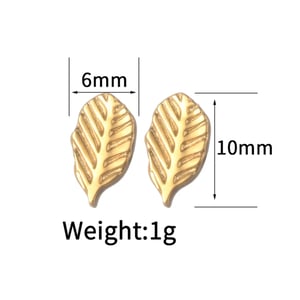 1 Pair Simple Fashionable Style Plant Shape Stainless Steel  Gold Color Women's Stud Earrings h5 