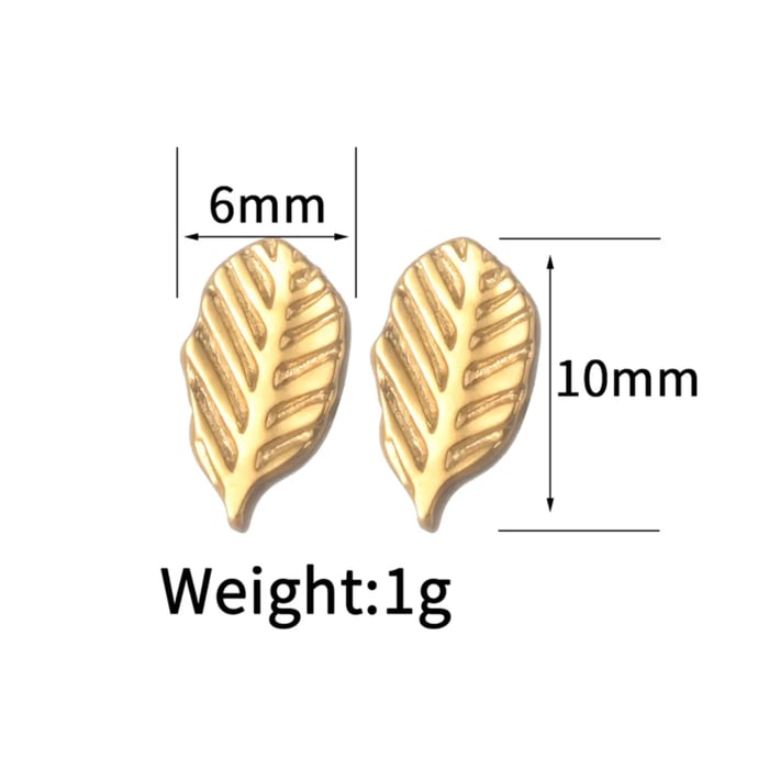 1 Pair Simple Fashionable Style Plant Shape Stainless Steel  Gold Color Women's Stud Earrings 