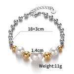 Silver color / 1 Piece Simple Casual Style Bead Shape Stainless Steel  Gold Color Unisex Charm Bracelet 