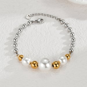 1 Piece Simple Casual Style Bead Shape Stainless Steel  Gold Color Unisex Charm Bracelet h5 Picture2