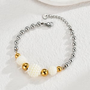 1 Piece Simple Casual Style Bead Shape Stainless Steel  Gold Color Unisex Charm Bracelet h5 Picture2