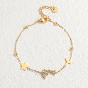 1 Piece Simple Classic Style Dolphin Shape Stainless Steel  Gold Color Women's Charm Bracelet h5 Picture2