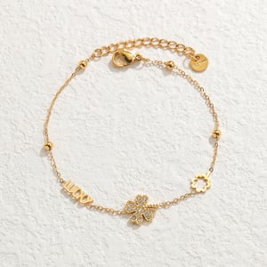 1 Piece Simple Classic Style Four-leaf clover Shape Stainless Steel  Gold Color Women's Charm Bracelet h5 Picture2