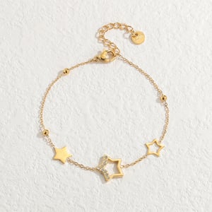 1 Piece Simple Classic Style Star Shape Stainless Steel  Gold Color Women's Charm Bracelet h5 Picture2