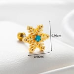 Blue / 1 Piece Simple Series Daily Snowflake Titanium Steel Gold Color Material Zircon Women's Stud Earrings 