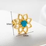 Blau / 1 Stück Simple Series Daily Flower Titanstahl Goldfarbenes Material Zirkon Damen Ohrstecker Bild2