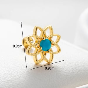 1 Piece Simple Series Daily Flower Titanium Steel Gold Color Material Zircon Women's Stud Earrings h5 