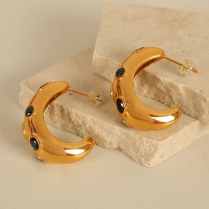 1 Pair Simple Series Classic Geometric Stainless Steel  Gold Color Zircon Women's Hoop Earrings h5 Picture2