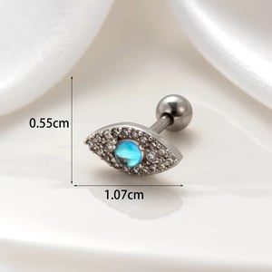 1 pieza de aretes de botón de piedra de acero inoxidable con forma de ojos clásicos de serie simple para mujer h5 