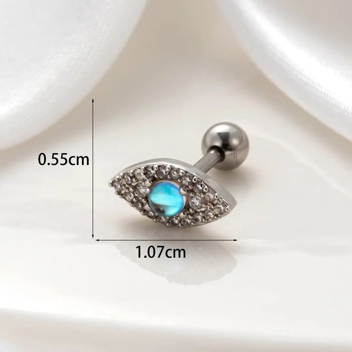 1 pieza de aretes de botón de piedra de acero inoxidable con forma de ojos clásicos de serie simple para mujer 